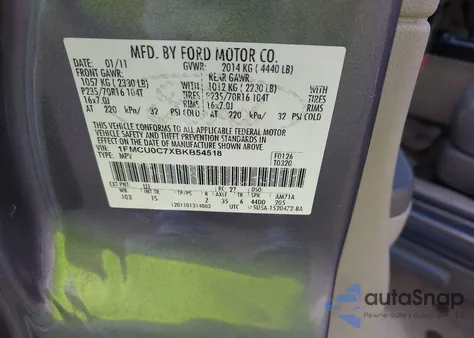 2011 Ford Escape Xls from USA, damaged, VIN 1FMCU0C7XBKB54518